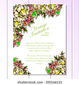 Invitation with floral background