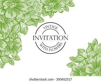 Invitation with floral background