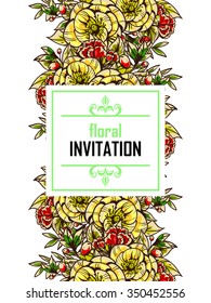 Invitation with floral background