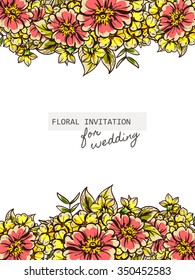 Invitation with floral background