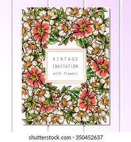 Invitation with floral background
