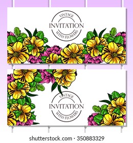Invitation with floral background