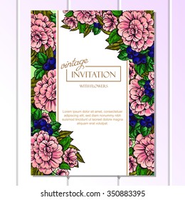 Invitation with floral background