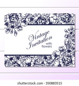 Invitation with floral background