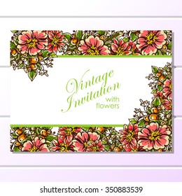 Invitation with floral background