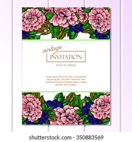 Invitation with floral background