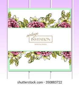 Invitation with floral background