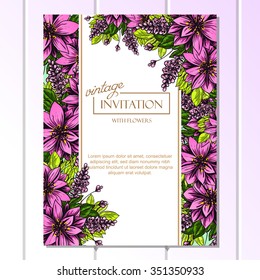 Invitation with floral background