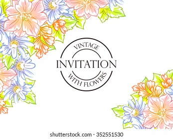 Invitation with floral background