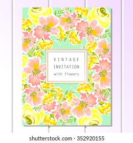 Invitation with floral background