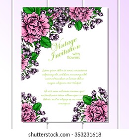 Invitation with floral background