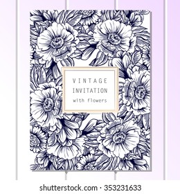 Invitation with floral background