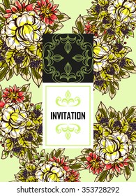 Invitation with floral background
