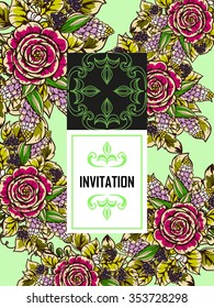 Invitation with floral background