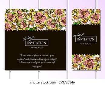 Invitation with floral background