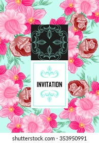 Invitation with floral background