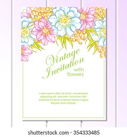 Invitation with floral background