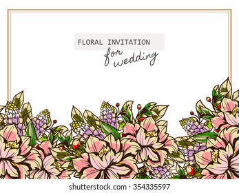 Invitation with floral background