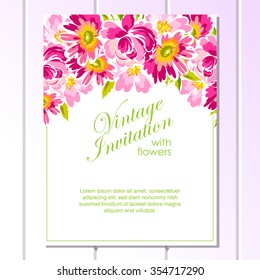 Invitation with floral background