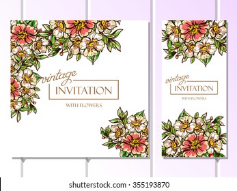 Invitation with floral background