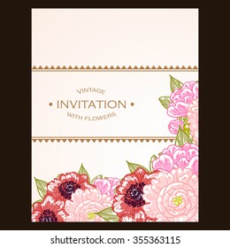 Invitation with floral background