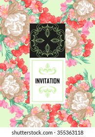 Invitation with floral background