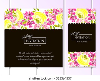 Invitation with floral background