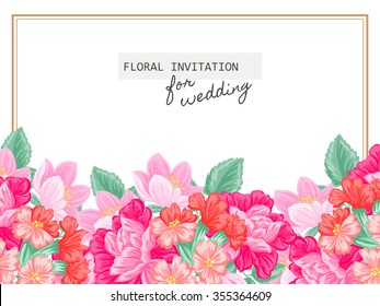 Invitation with floral background