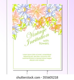 Invitation with floral background