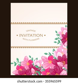 Invitation with floral background