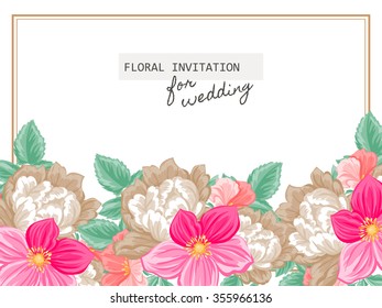 Invitation with floral background