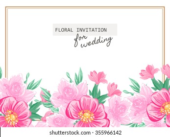 Invitation with floral background