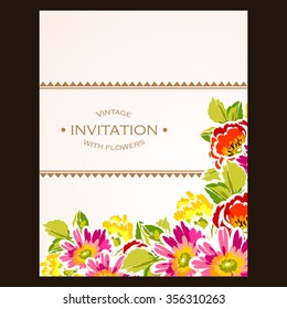 Invitation with floral background