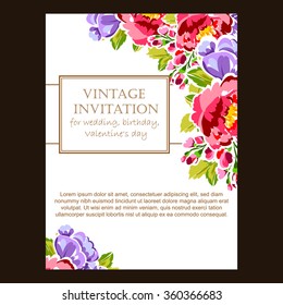 Invitation with floral background