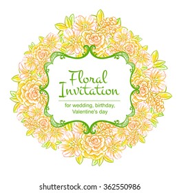 Invitation with floral background