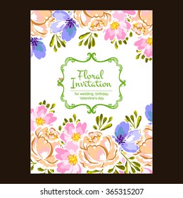 Invitation with floral background