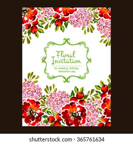 Invitation with floral background