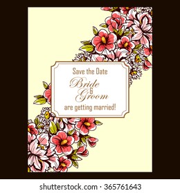 Invitation with floral background