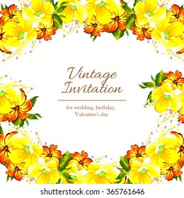 Invitation with floral background