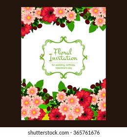Invitation with floral background