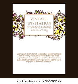 Invitation with floral background