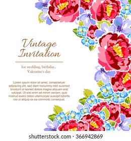 Invitation with floral background