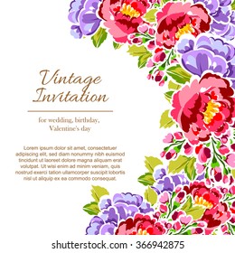 Invitation with floral background