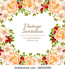 Invitation with floral background