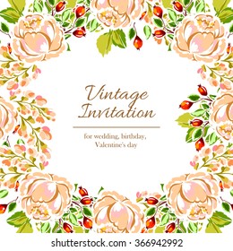 Invitation with floral background