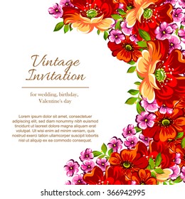 Invitation with floral background