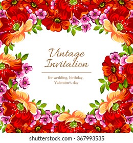 Invitation with floral background
