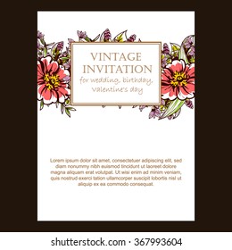Invitation with floral background