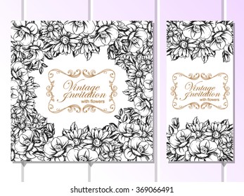 Invitation with floral background