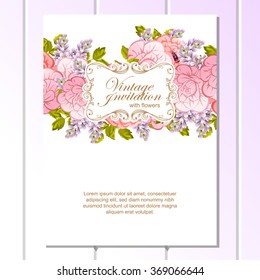 Invitation with floral background